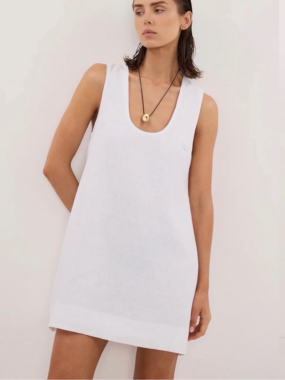 Dissh Lotus white linen mini dress